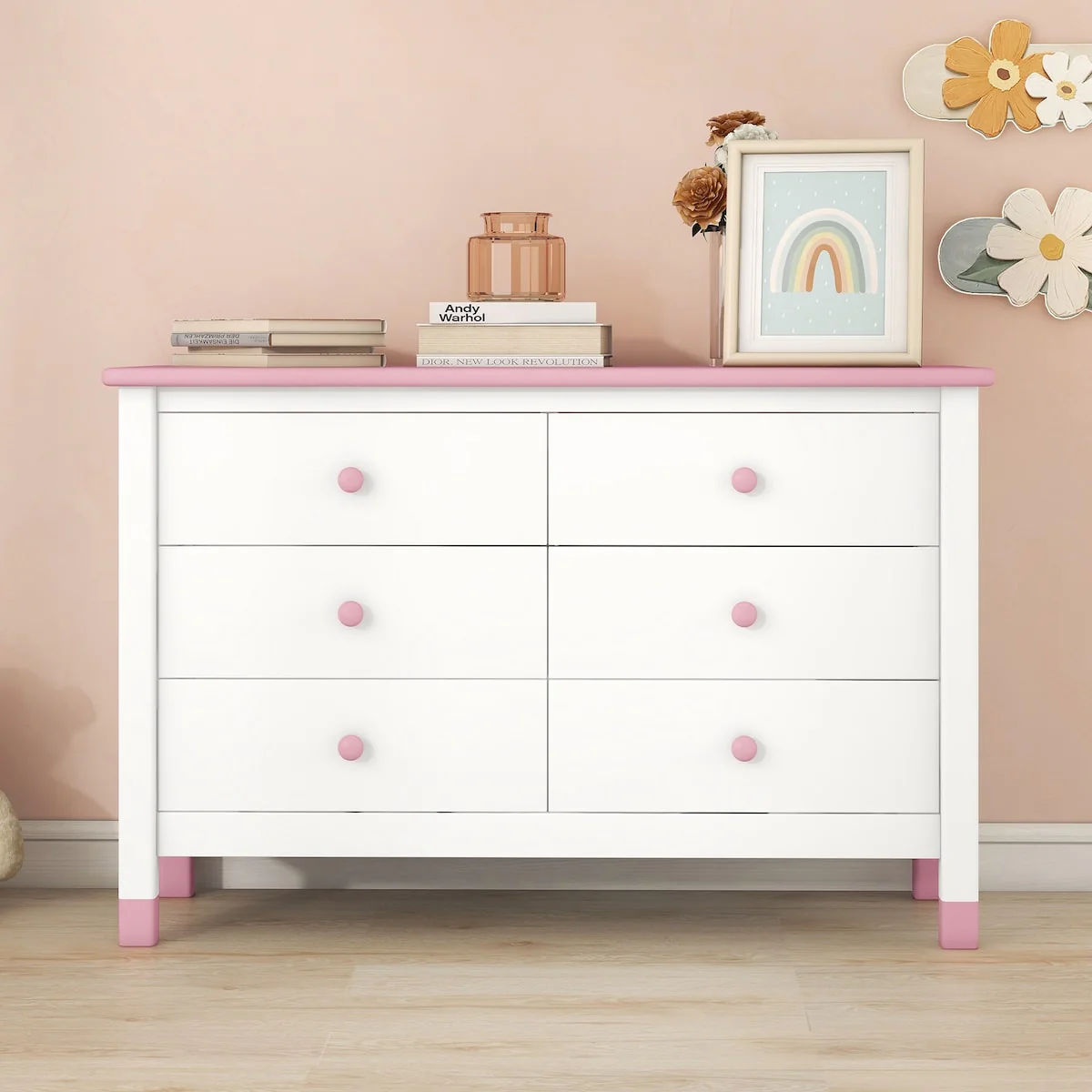 Wooden Storage Dresser with 6 Drawers,Storage Cabinet for kids Bedroom