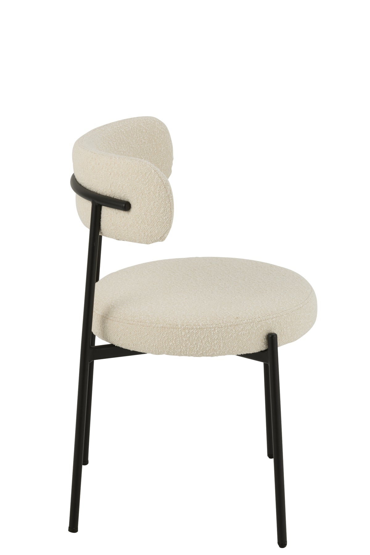 J-Line stoel Bouclé - multiplex/polyester - wit/zwart