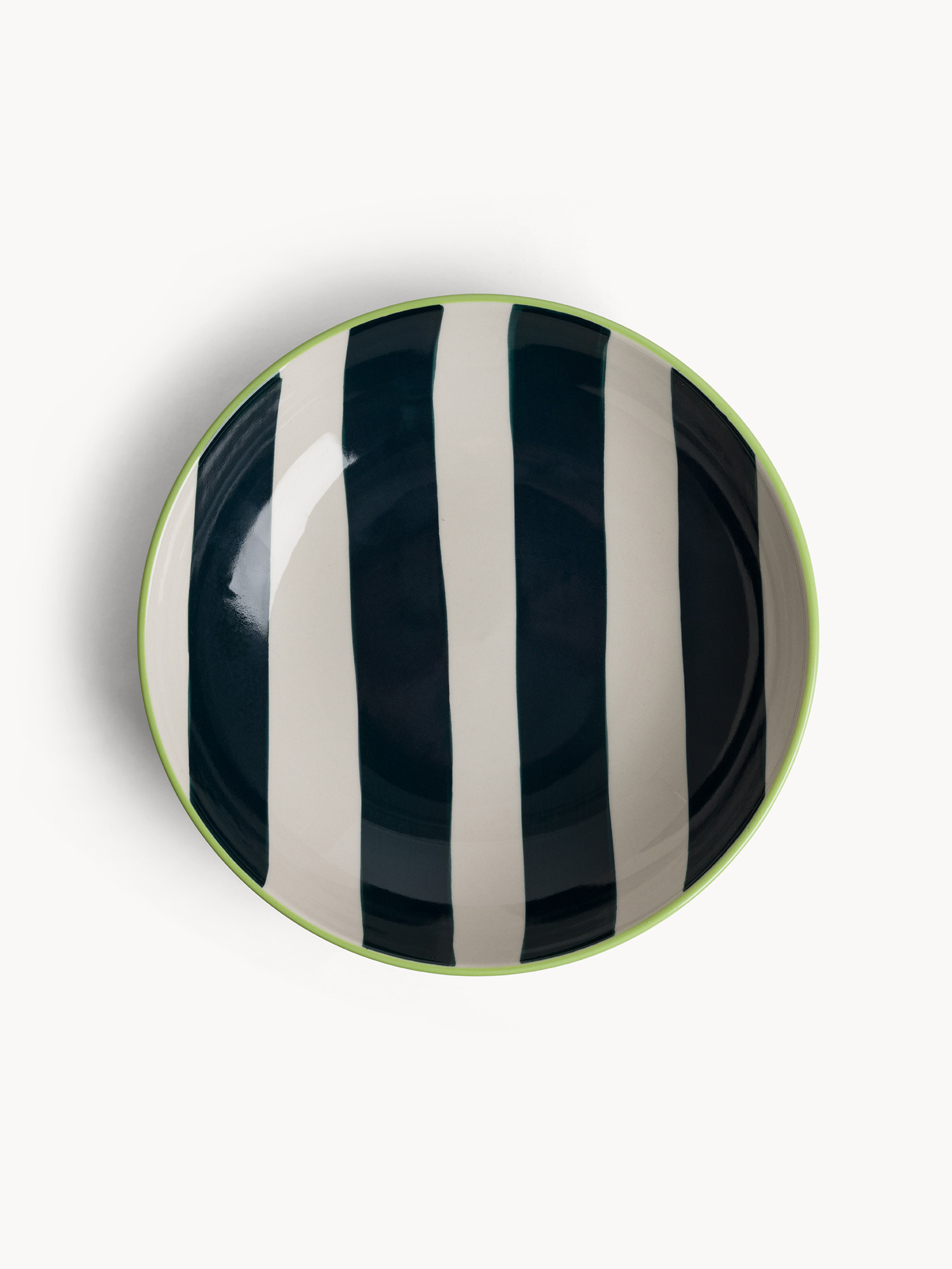 Piatto fondo in ceramica a righe