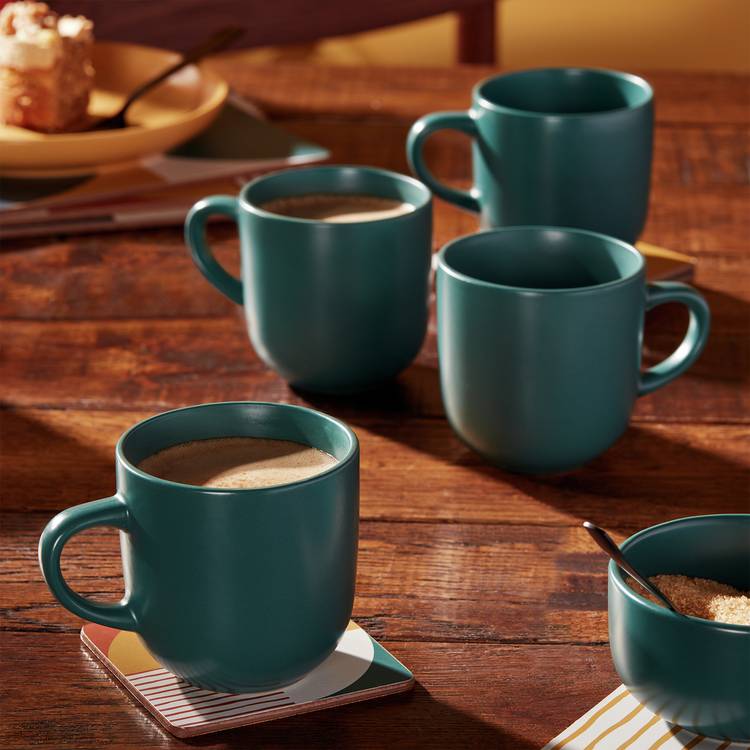 Habitat Matte Glaze Set of 4 Stoneware Mugs - Teal