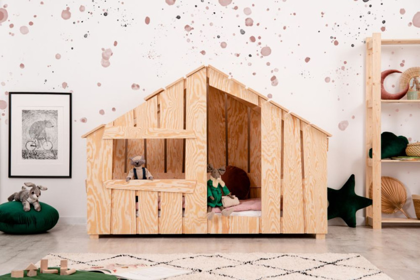 Łóżko dziecięce domek FRED 70x140 sosna bez szuflady/bez materaca