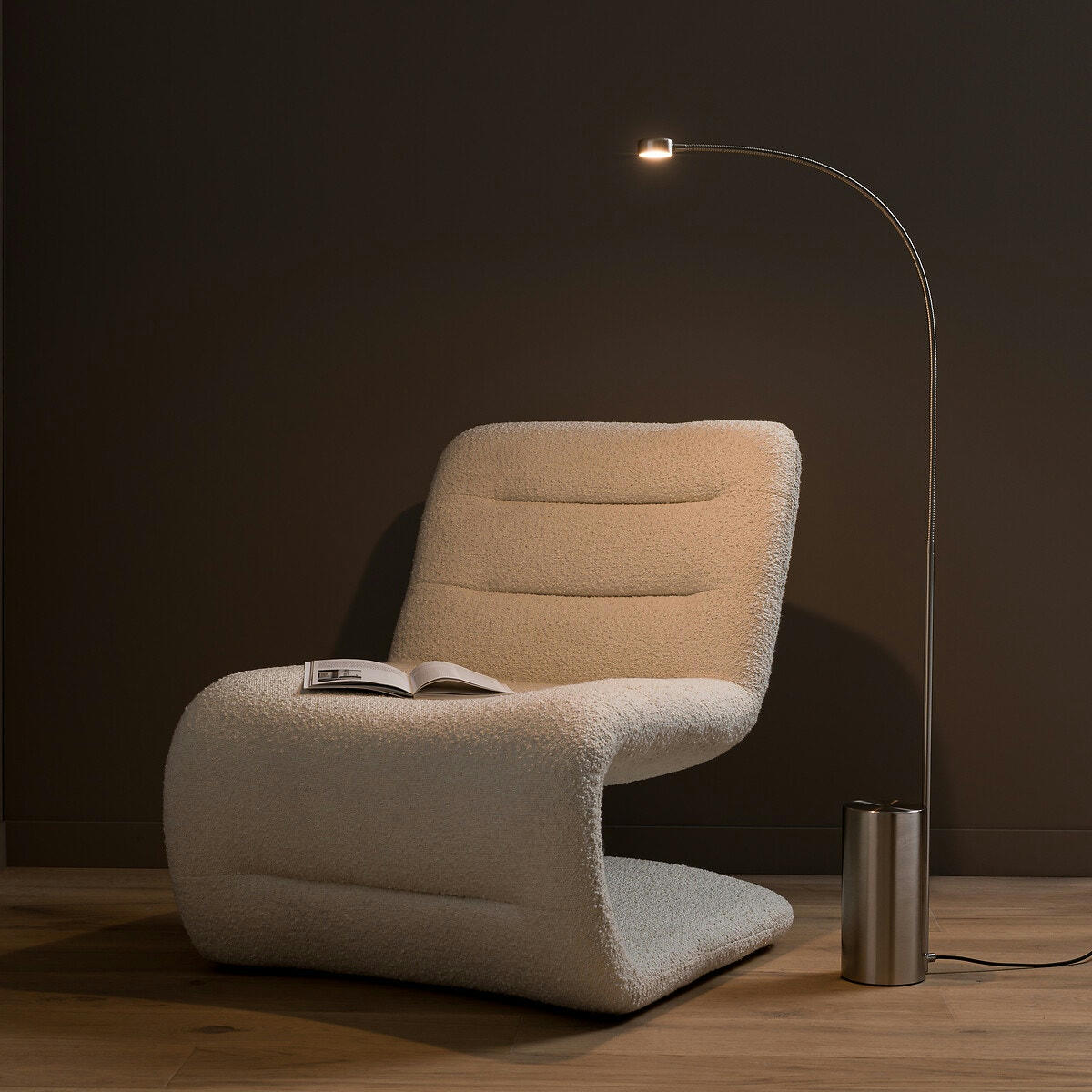 Lampadaire flexible nickel satiné, Gino