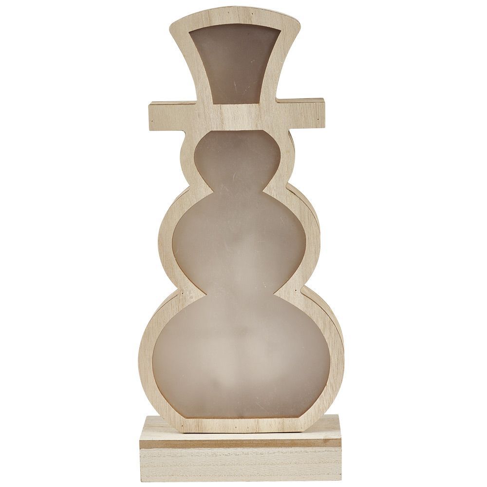 Bonhomme de neige lumineux en bois à poser H33cm