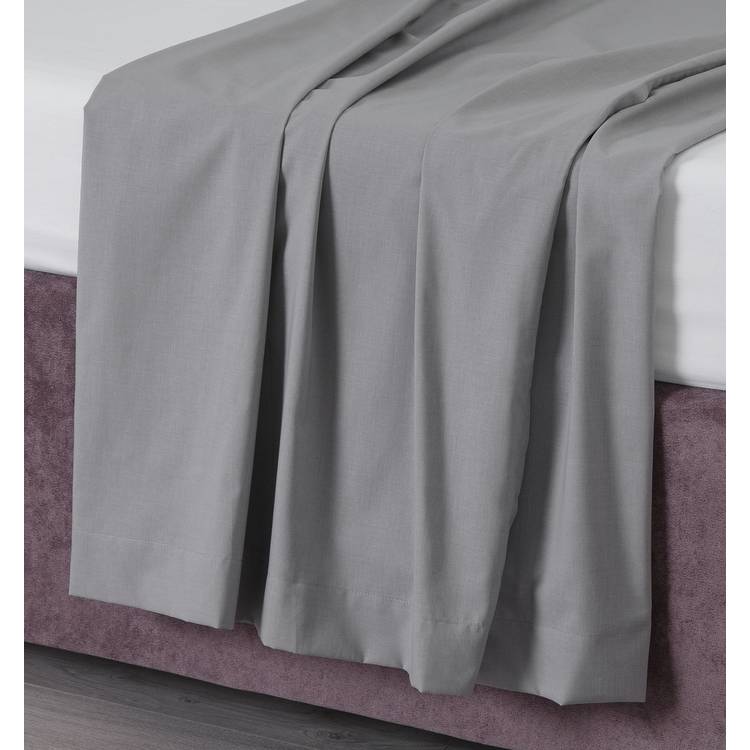 Habitat Easycare Plain Grey Flat Sheet - Single