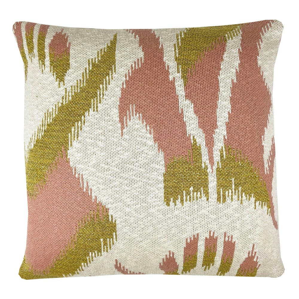 IKAT - Coussin ikat tricoté rose 50x50