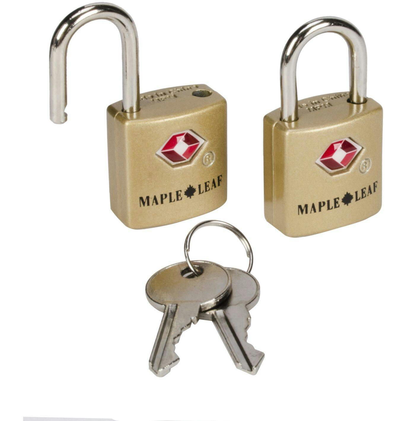 Maple Leaf Travel Sentry TSA-Approved Mini Brass Travel Luggage/Suitcase Key Locks, 2-pk