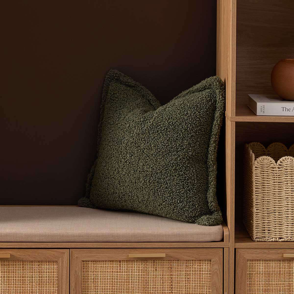 Frankie Sherpa Cushion 50cm - Sage