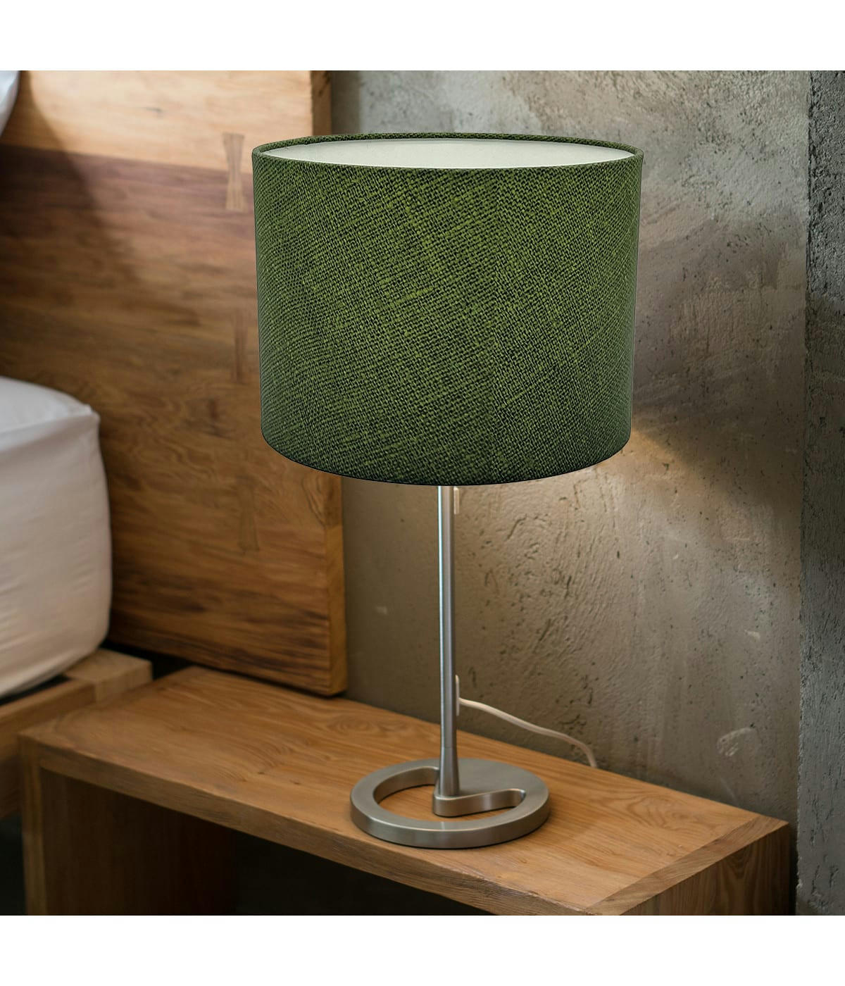 COLOMBE - Abat-jour  chevet Effet Lin Vert D: 20 x H: 15