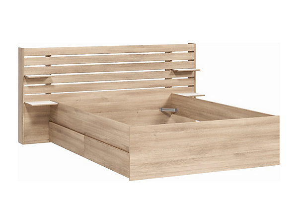Lit 140 x 190/200 cm avec rangements - Coloris : Naturel   Sommier - TENALIA II