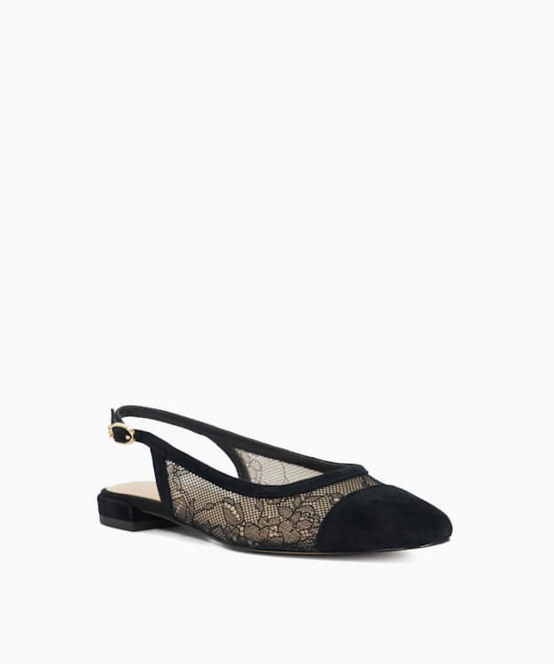 Clarify Black - Lace Slingback Flats