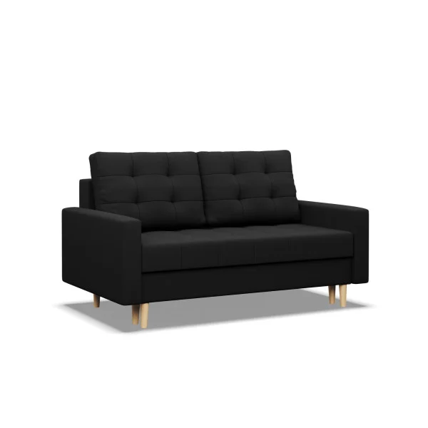 Sofa 2-osobowa, Bonell, Rozkładana, Kolor Czarny