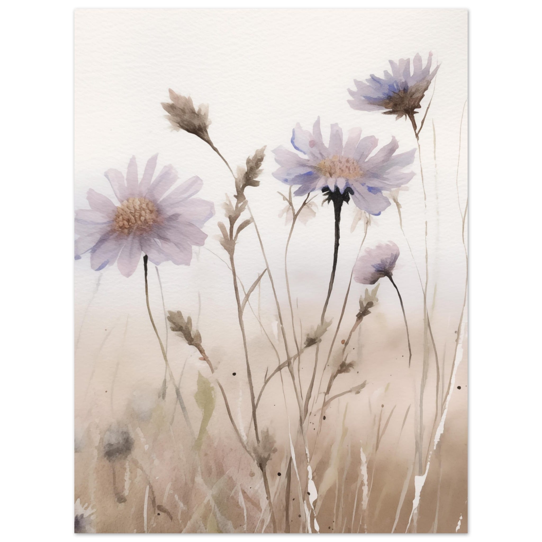 Artfulprints Poster Flower aquarel 1  - 30x40 cm - Taupe