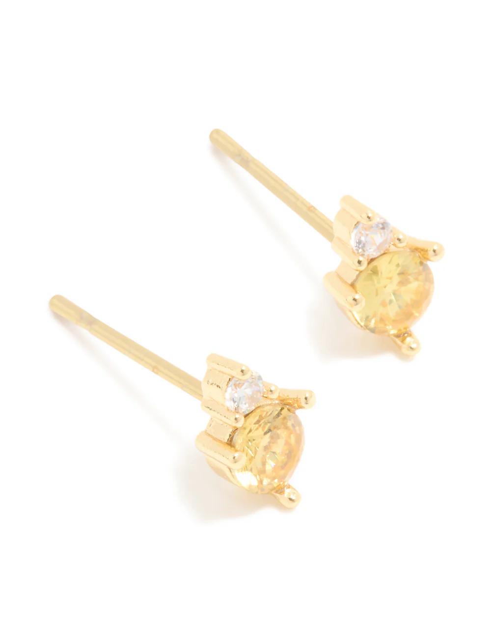 Waterproof Stainless Steel November Cubic Zirconia Duo Stud Earrings