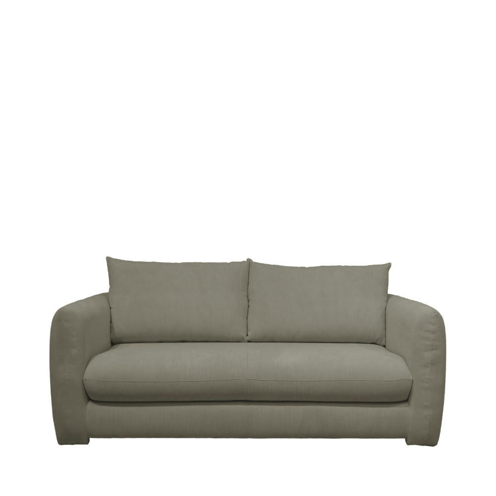 WIAME - Canapé 2,5 places en velours côtelé vert kaki