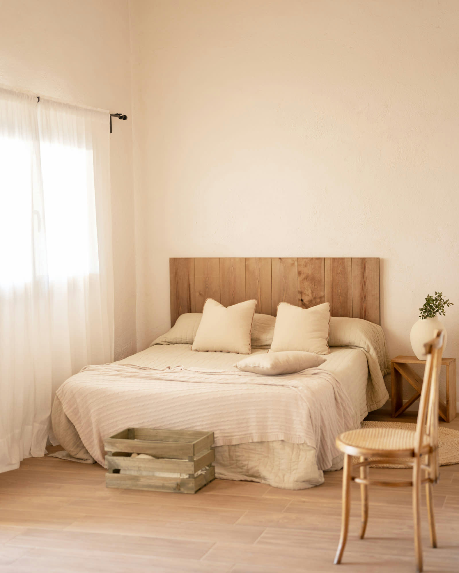 FLANDES II - Tête de lit lames en bois de pin vieilli 140x80cm