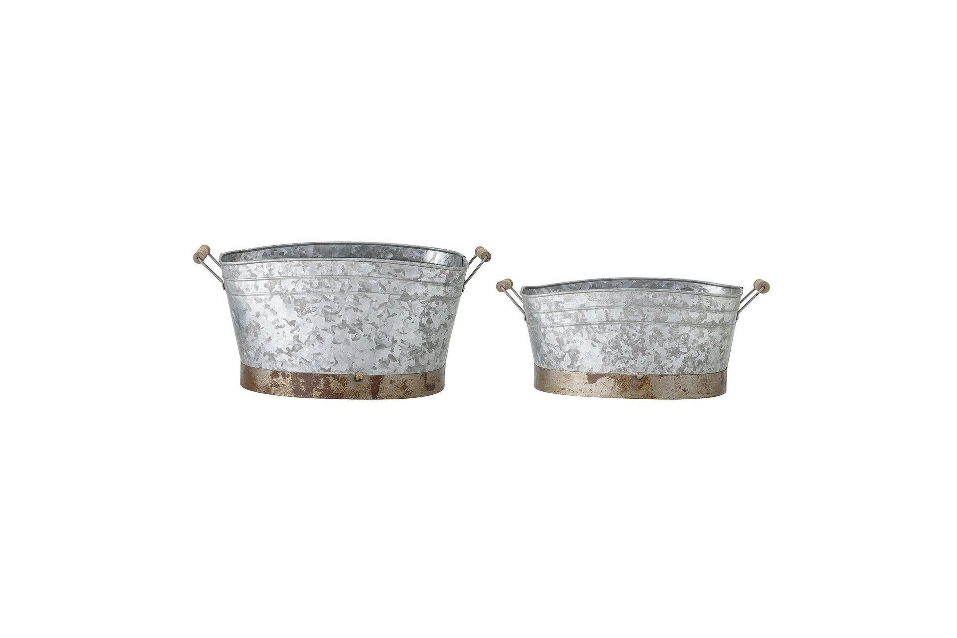 CIMON - Lot de 2 jardinières en metal gris 30x28x58