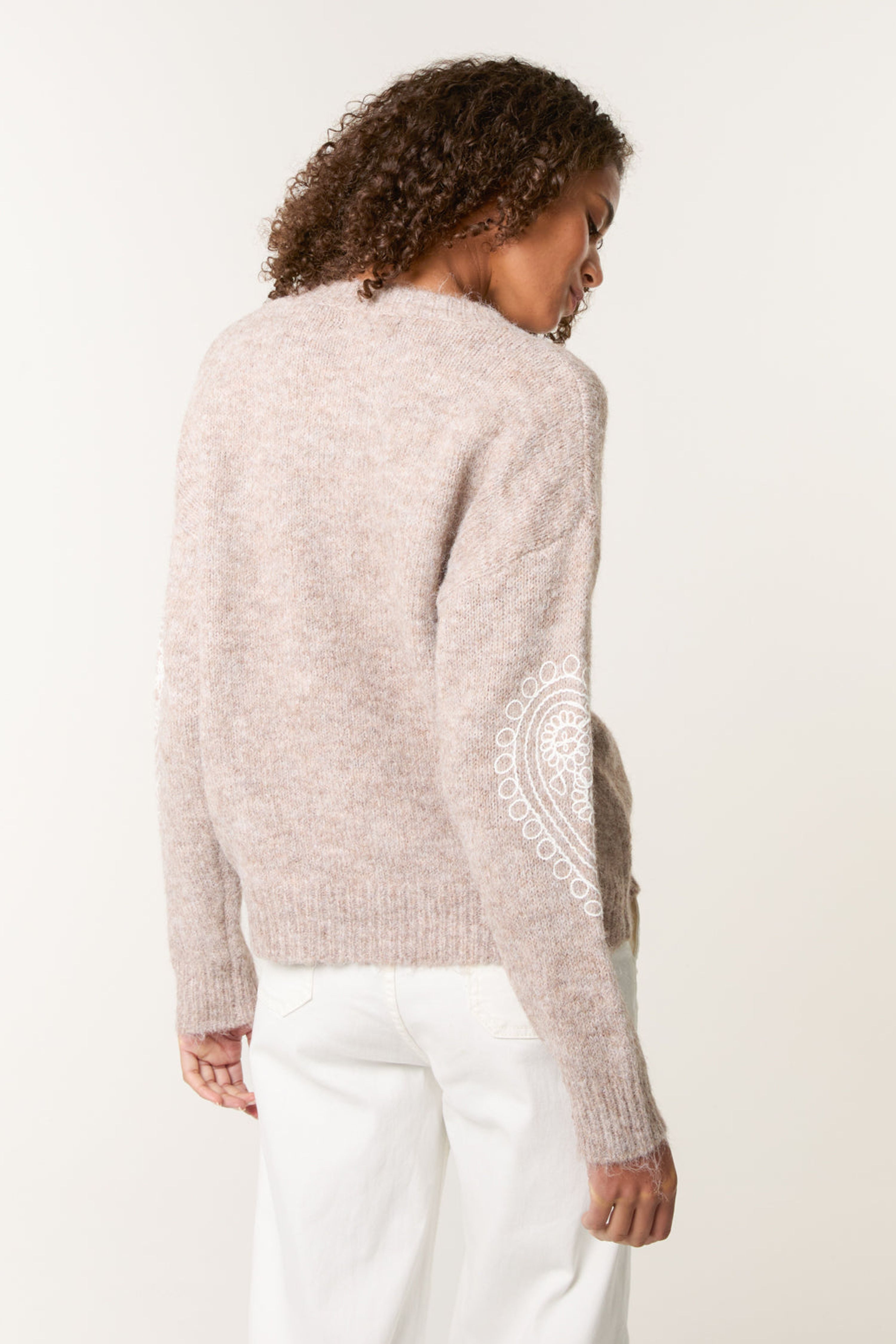 Blue Vanilla Light Brown Jumper With Embroidered Heart