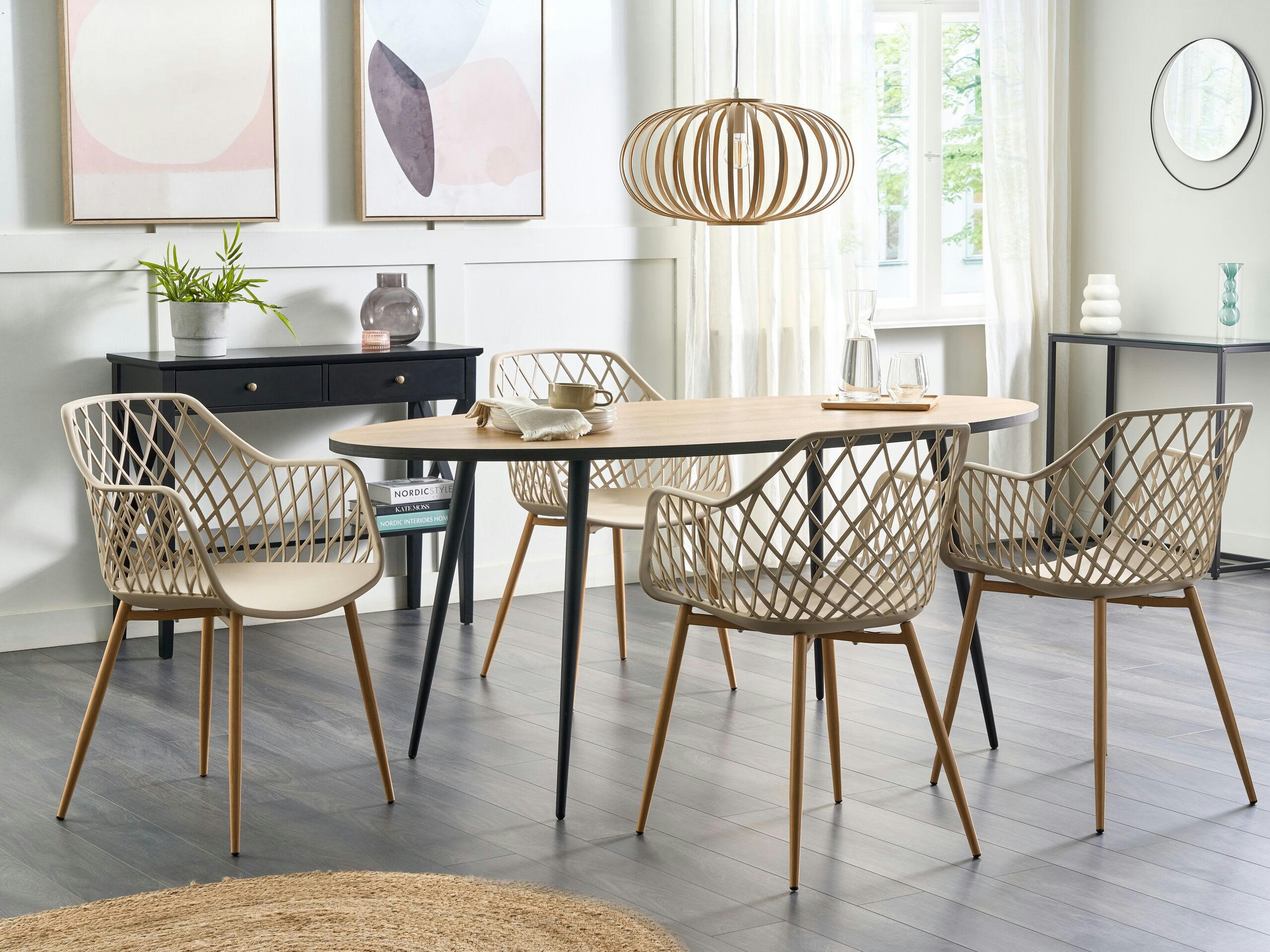 NASHUA - Lot de 2 chaises de salle à manger beige