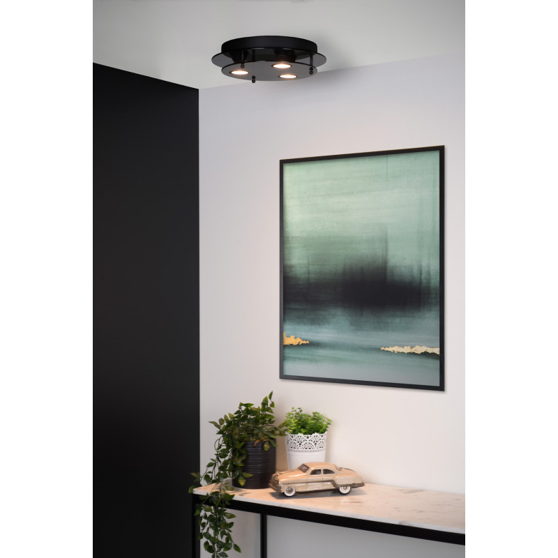 Plafonnier Okno noir Ø 30 cm GU10 3 x 3 W LUCIDE