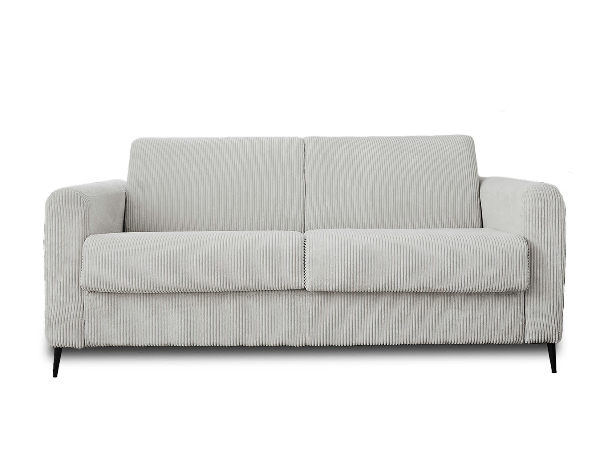 OWEN - Canapé droit convertible 3 places en velours côtelé gris clair