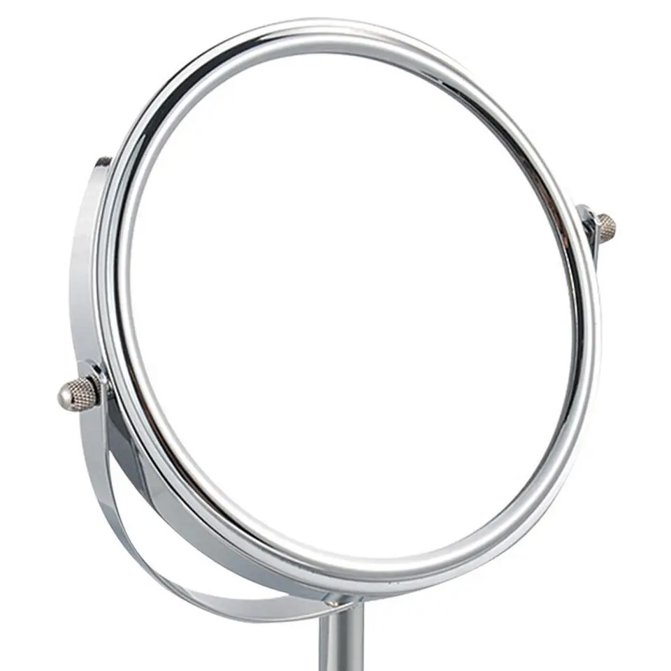 MSV Make-up spiegel - 2-zijdig - op stevige voet - chrome - 15 x 16 cm