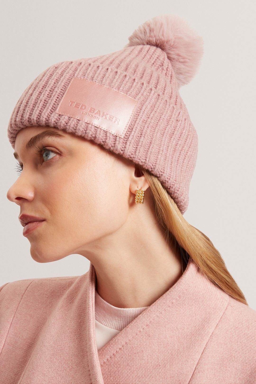 Ted Baker SERSHII Colourblock Bobble Hat Pink