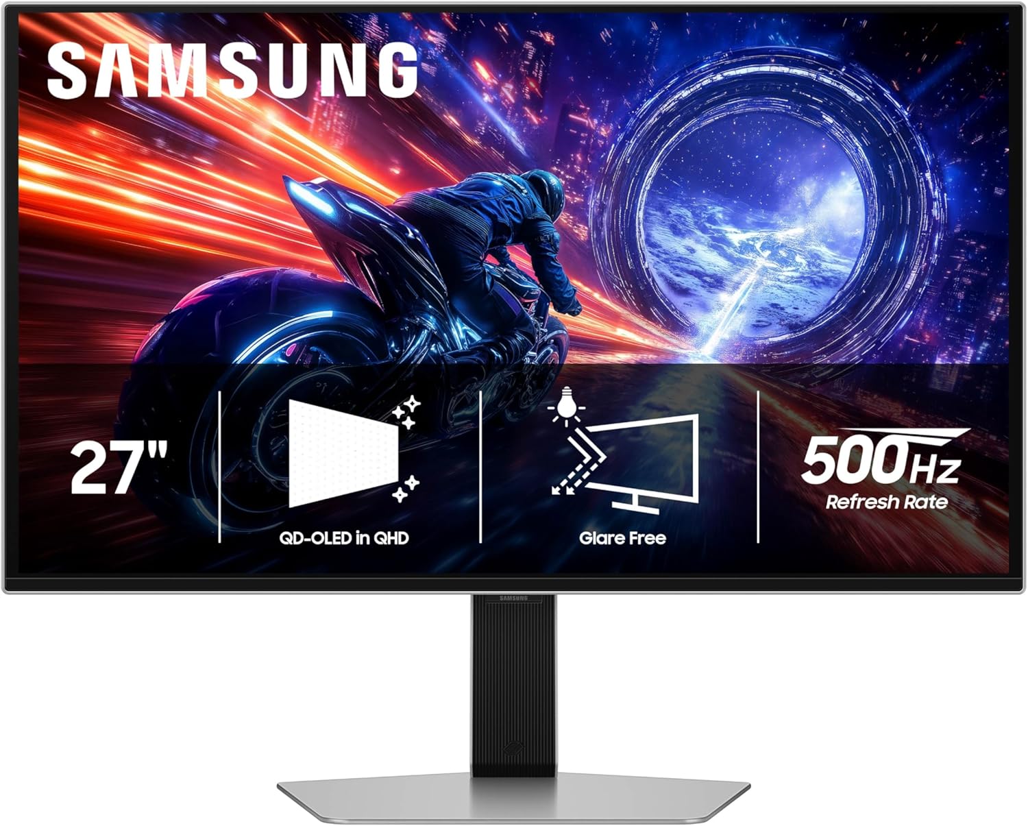 Samsung 27” Odyssey OLED G6 G60SF QHD QD-OLED Gaming Monitor  500Hz Refresh Rate  0.03ms (GtG) Response Time  G-Sync Compatible  VESA DisplayHDR TrueBlack 500  LS27FG602SNXZA  2025  3 Yr Warranty