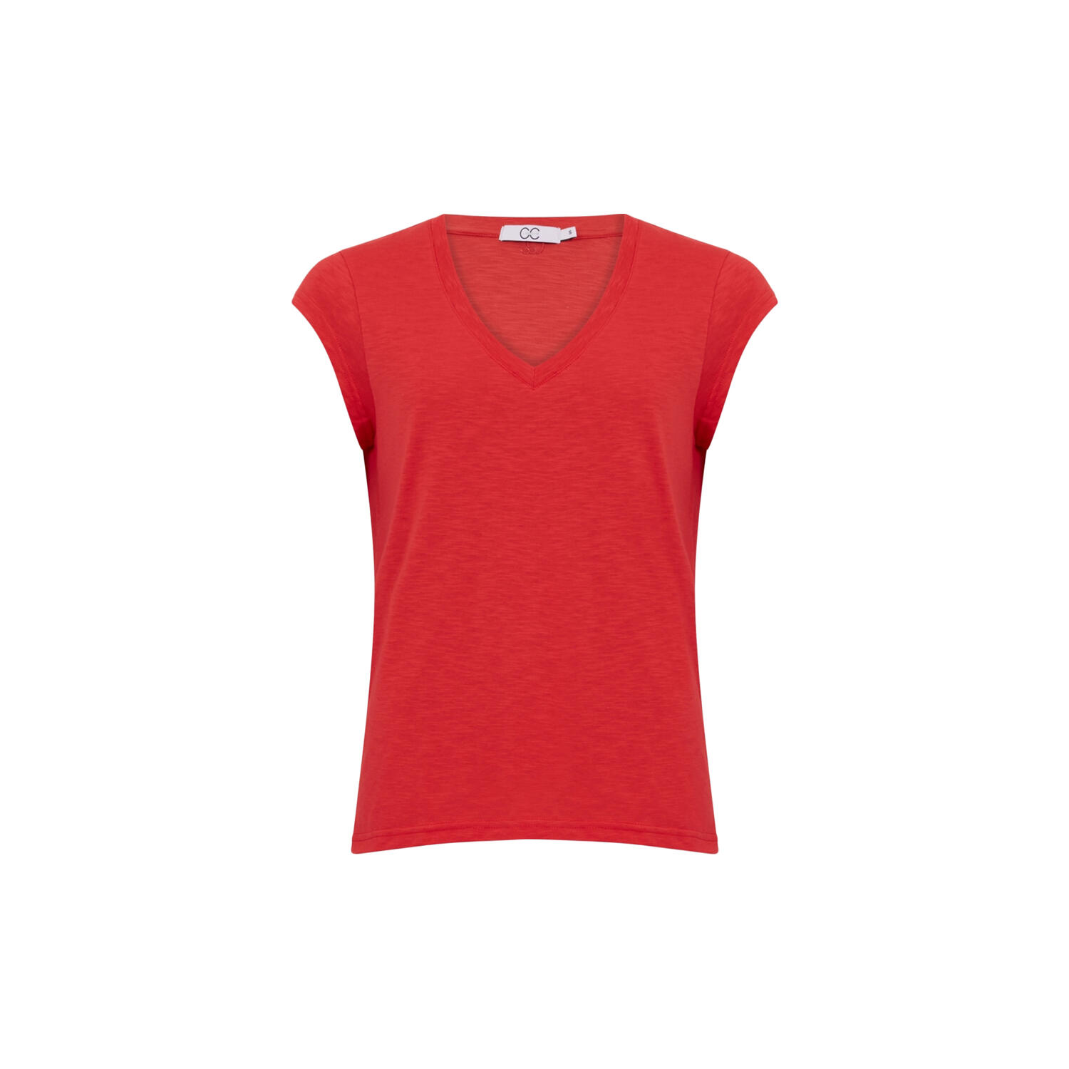 CC Heart Basic V-Neck T-Shirt, papaya pink