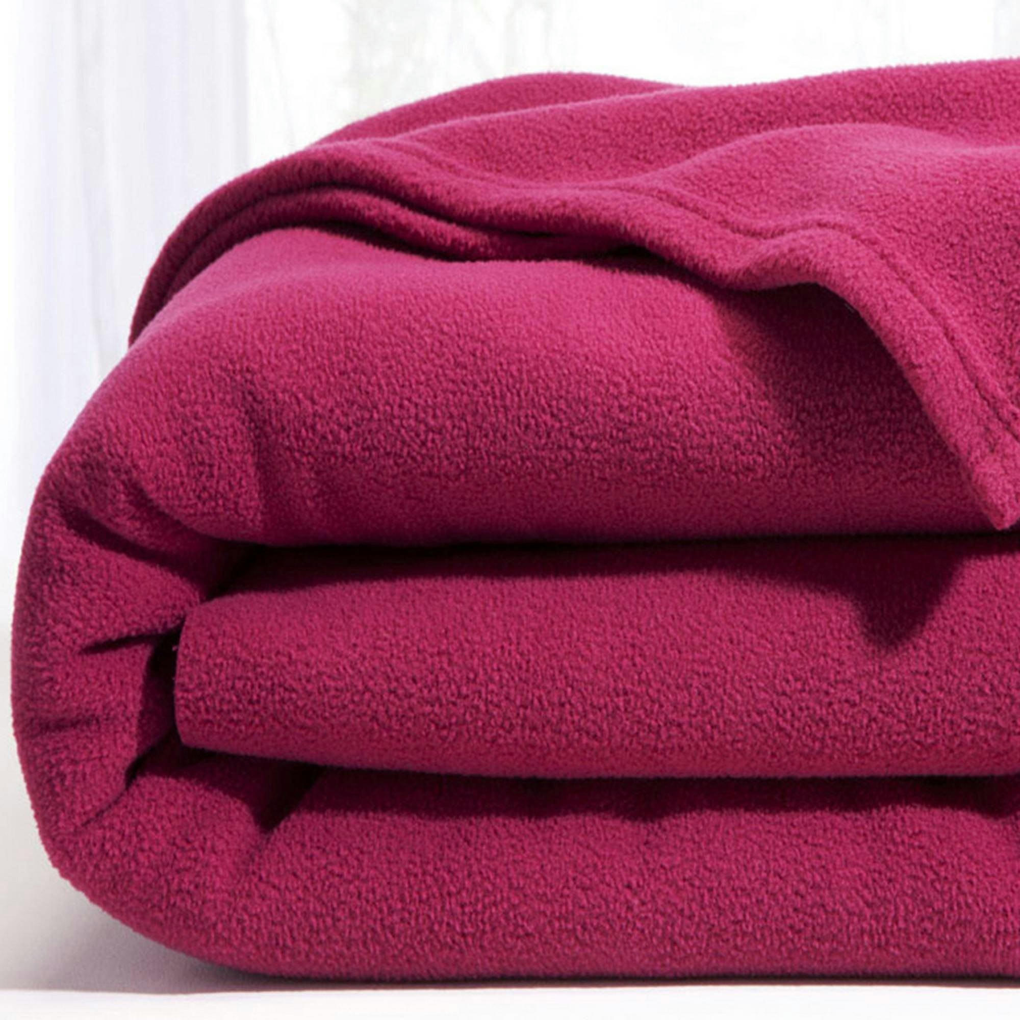 POLAIRE MICROFIBRE UNIE - Couverture tempérée 75x100 rose framboise en polyester