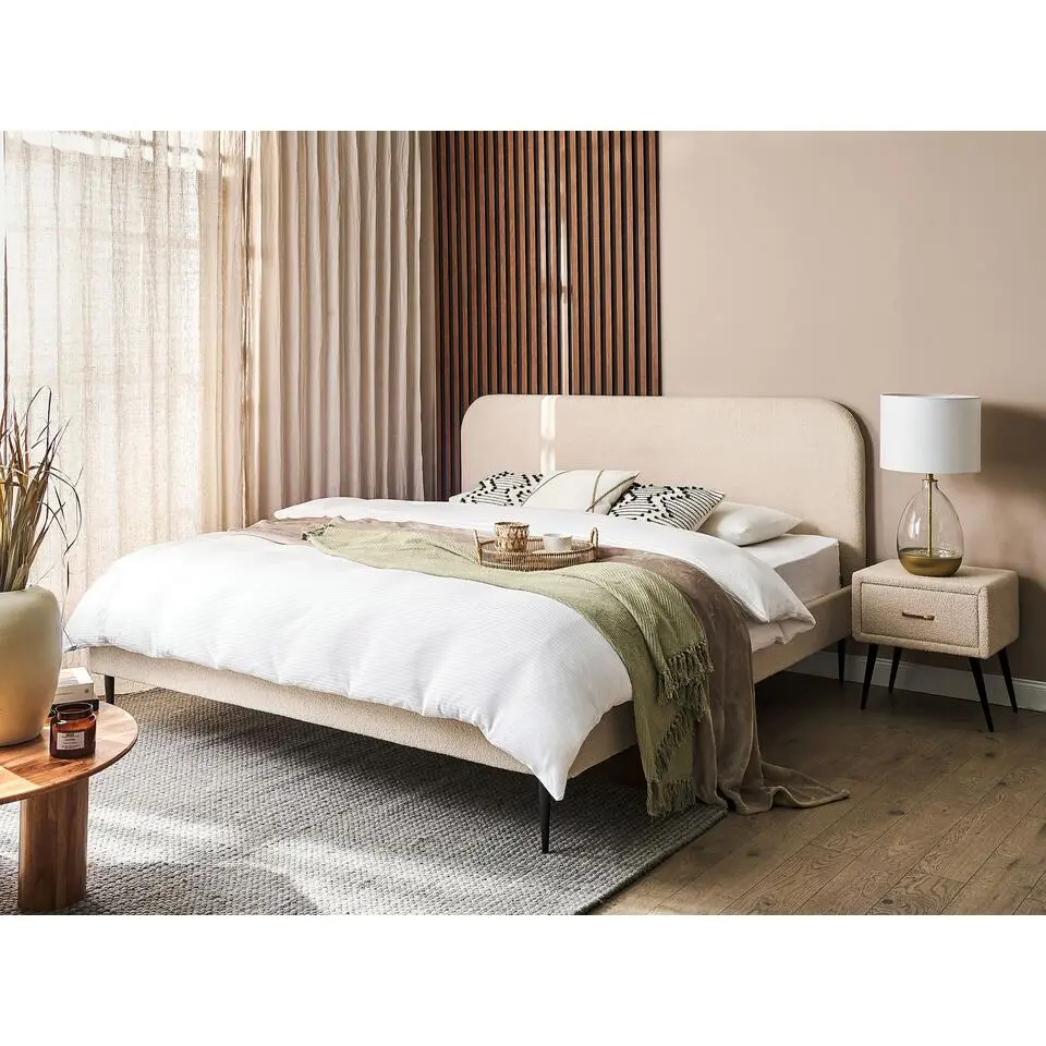 FLAYAT - Tweepersoonsbed - Beige - 180 x 200 cm - Boucl&eacute;