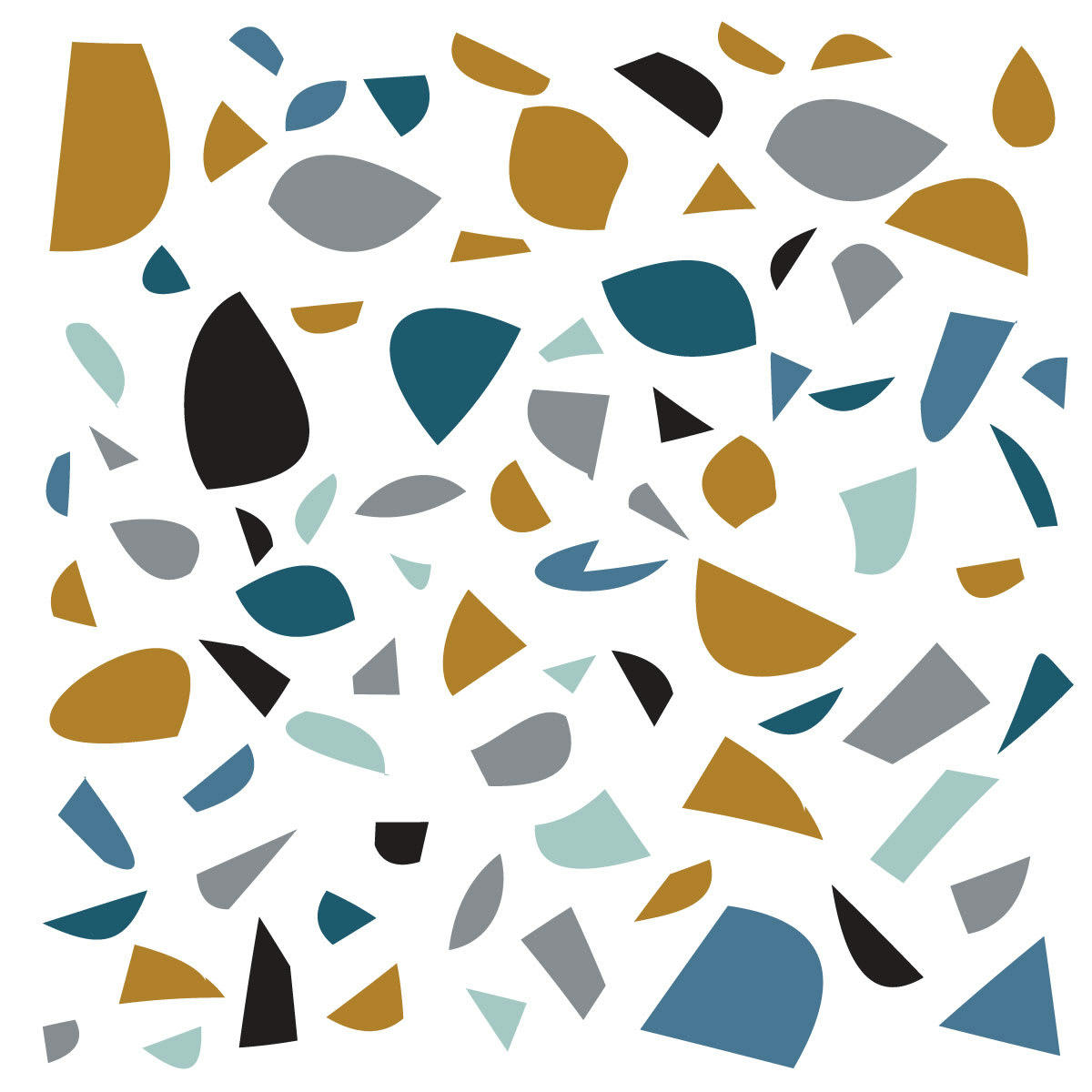 TERRAZZO - Stickers muraux en vinyle terrazzo bleu et moutarde