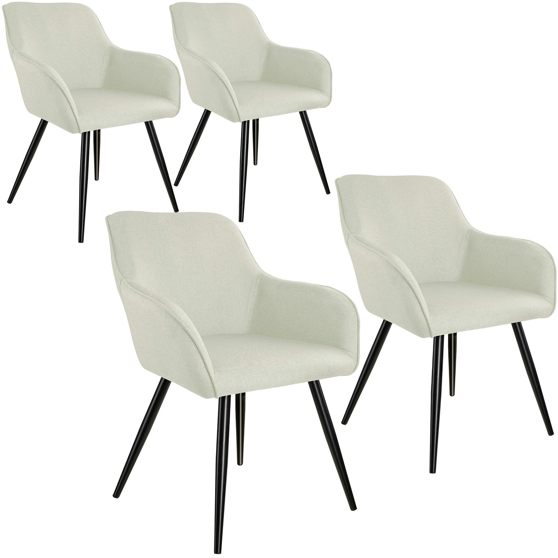 TT - Ensemble de 4 chaises en cuir synthétique Siège rembourré, aspect lin