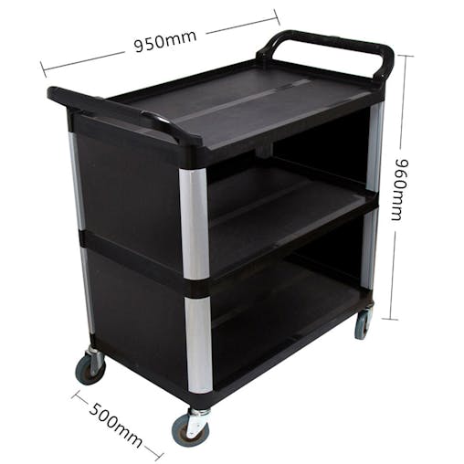 SOGA 3 Tier Covered Food Trolley Mechanic Kitchen Black