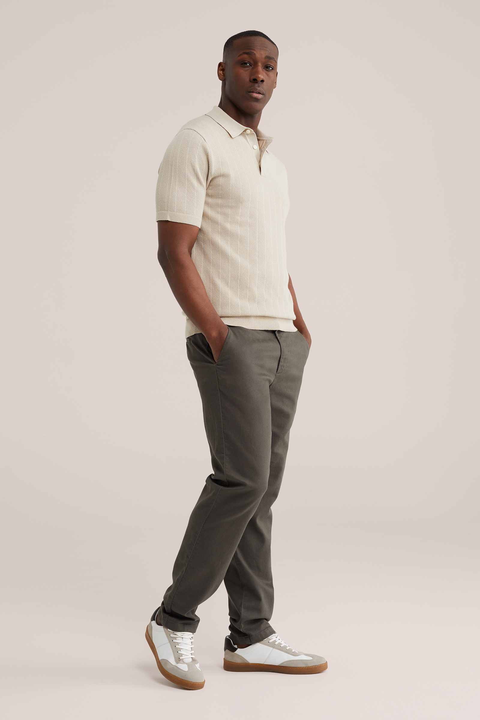 Heren regular fit polo met structuur