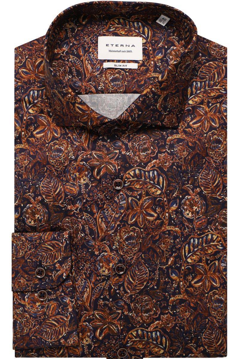 ETERNA Slim Fit Hemd braun, Bedruckt