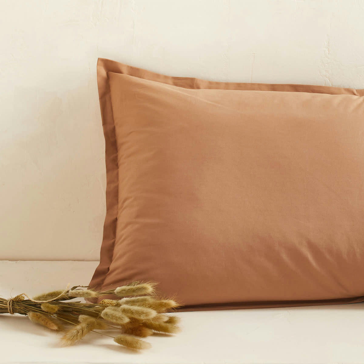 ROYAL LINE - Taie d'oreiller en percale de coton beige 65x65