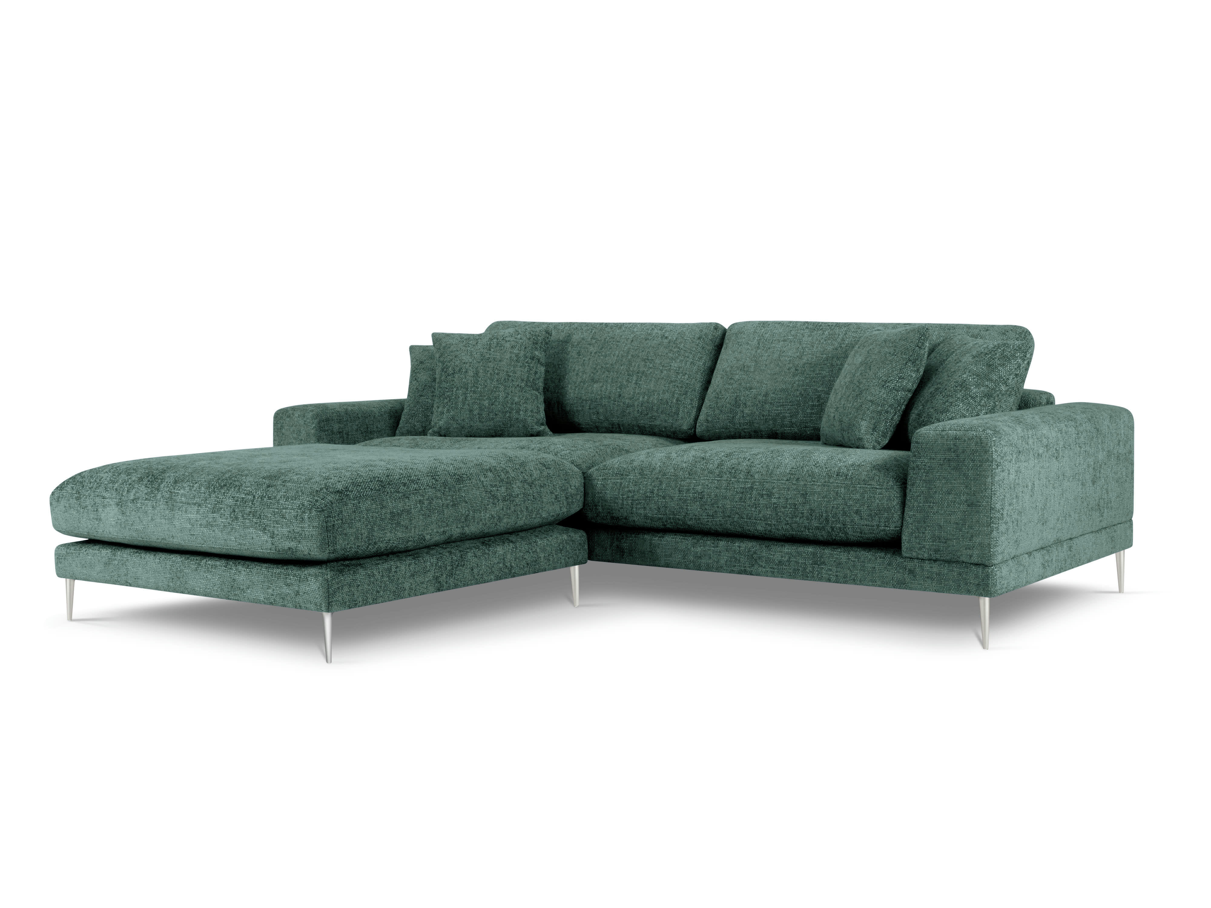 JOG - Canapé d'angle gauche 5 places en tissu structuré menthe