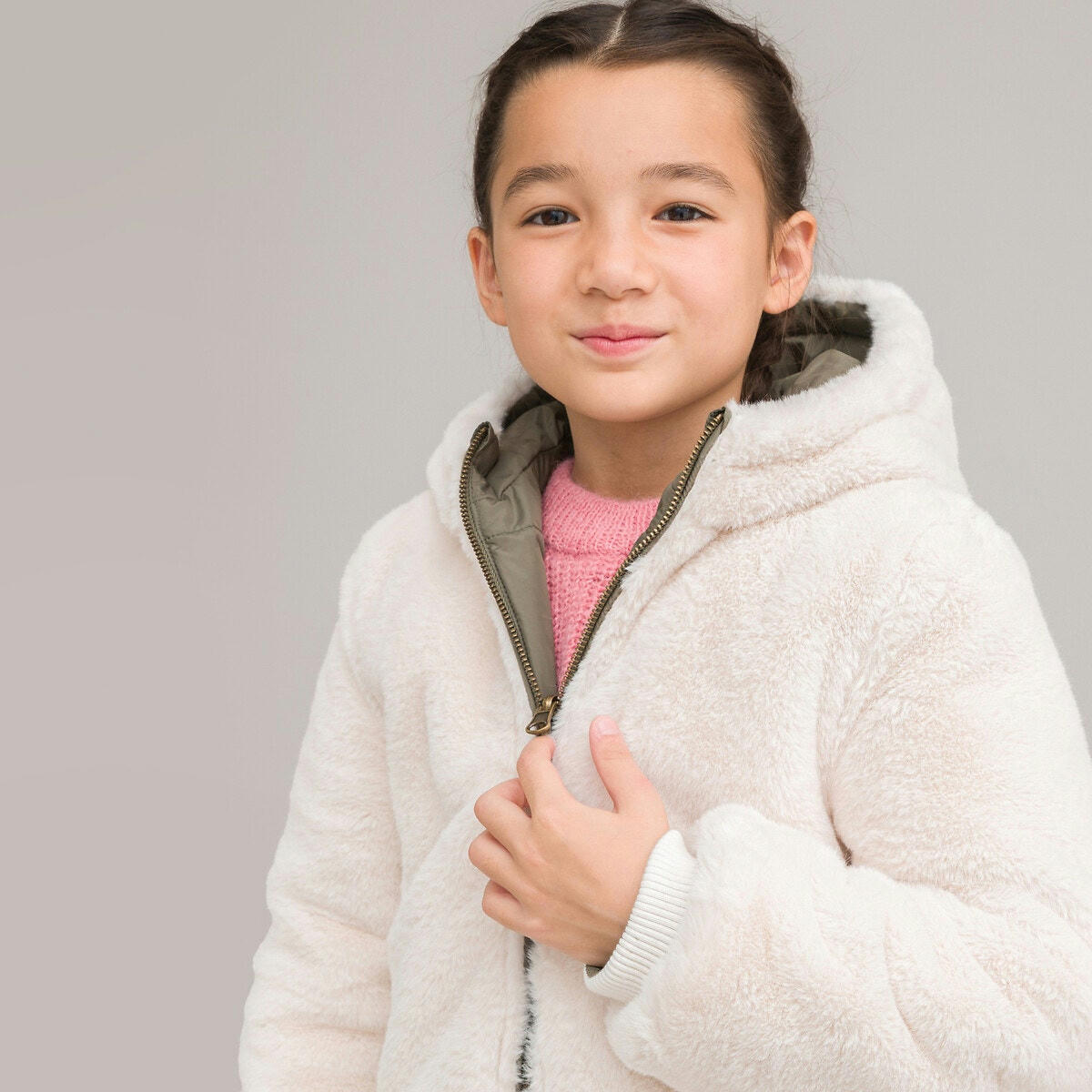 Veste chaude à capuche réversible