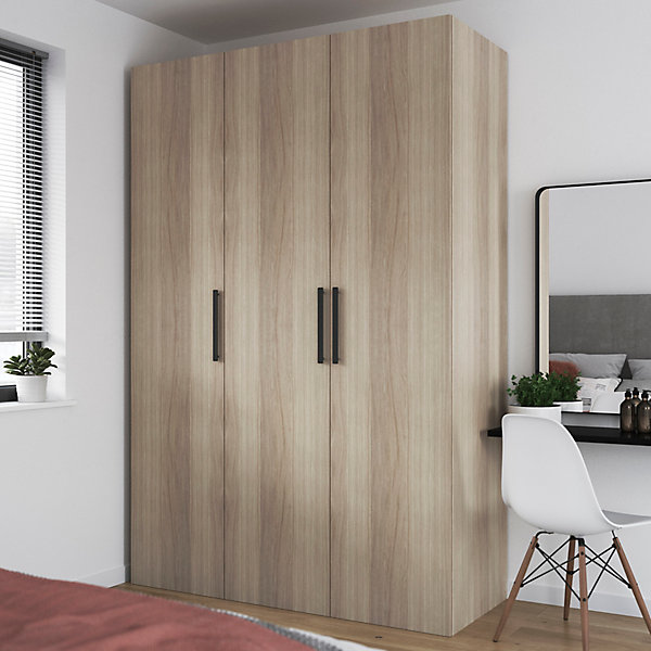 Armoire penderie portes battantes effet chêne GoodHome Atomia H. 225 x L. 150 x P. 60 cm
