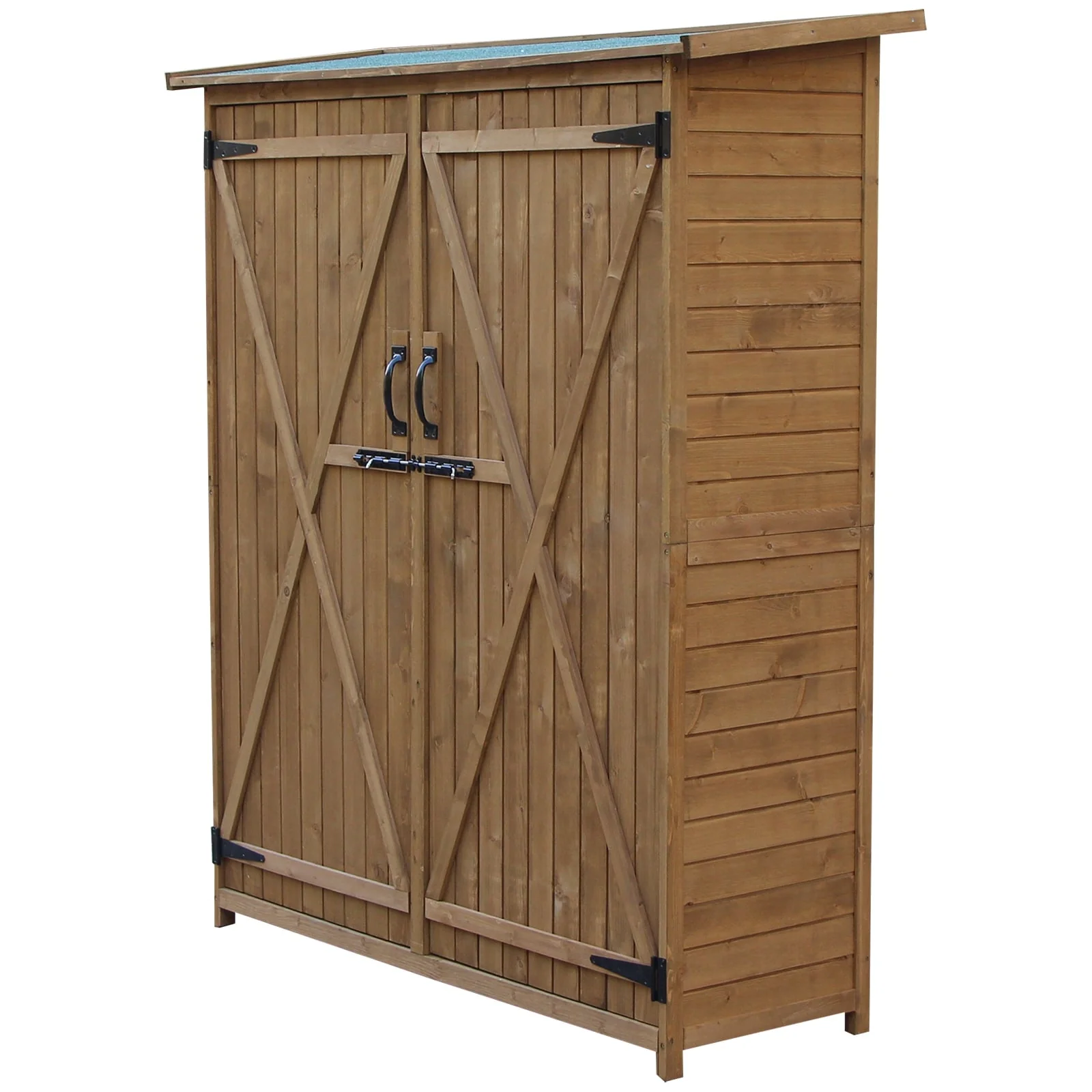 Outsunny Fir Wood Garden Storage Shed with Lockable Doors