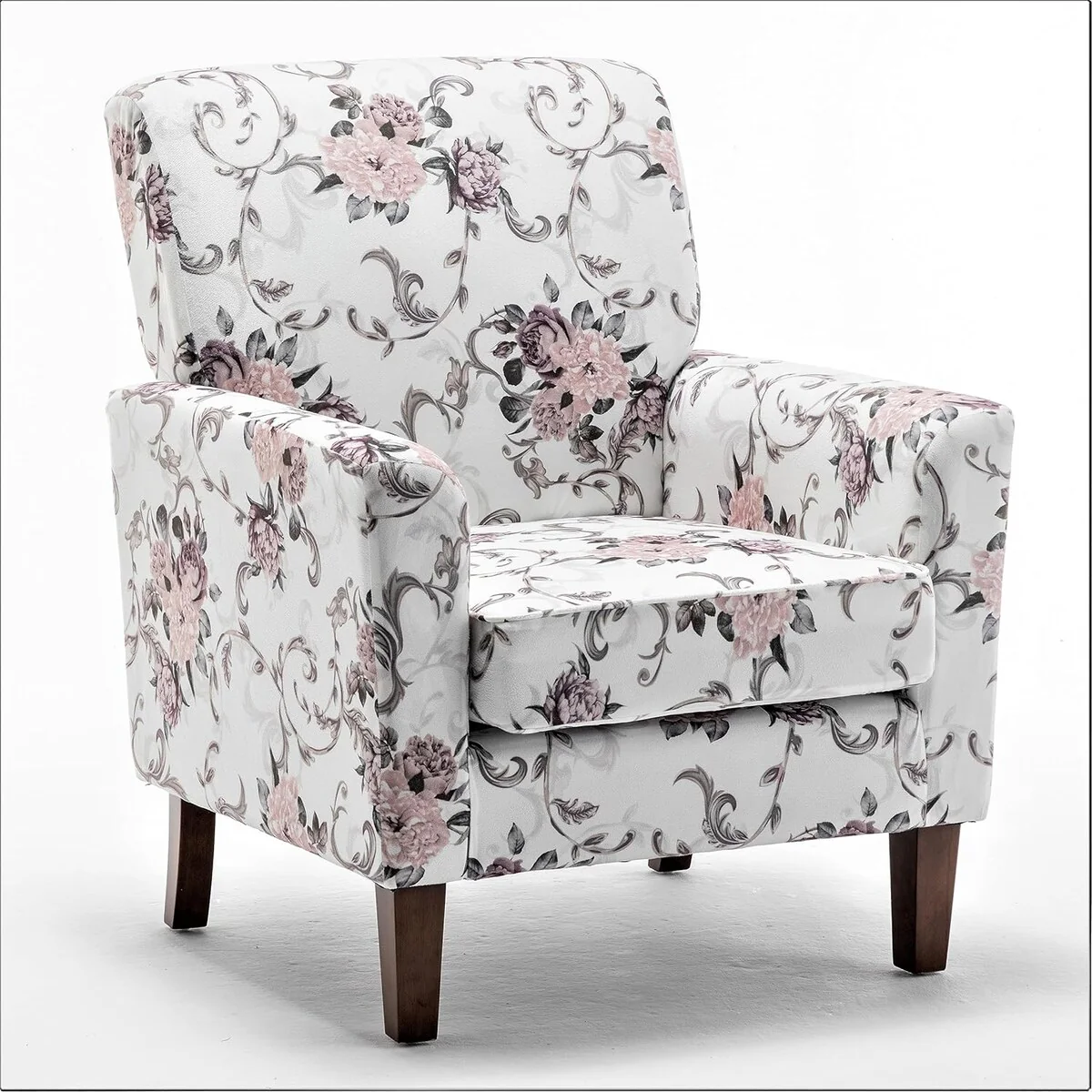Contemporary Accent Arm Chair with Birch Wood Frame and Microfiber Upholstery