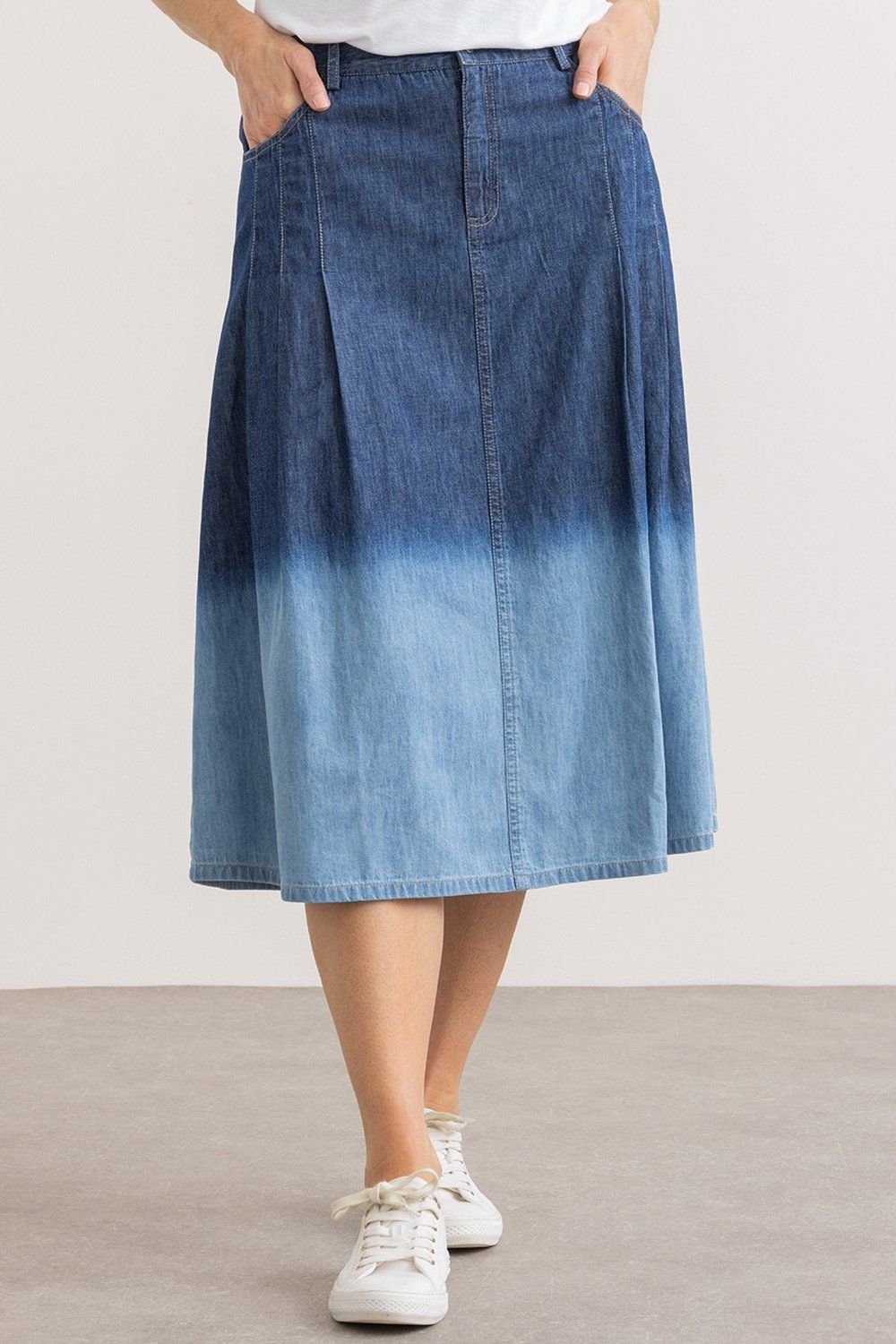Klass. Dip Dye Cotton Denim Skirt