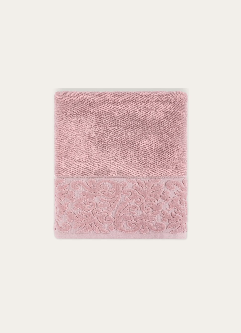 DRAP DE BAIN EN COTON LITEAU CISELÉ ROSE