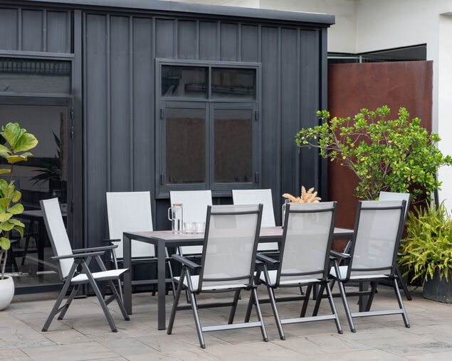 Frankie-Eden 9 Piece Dining Setting (Gunmetal Grey)