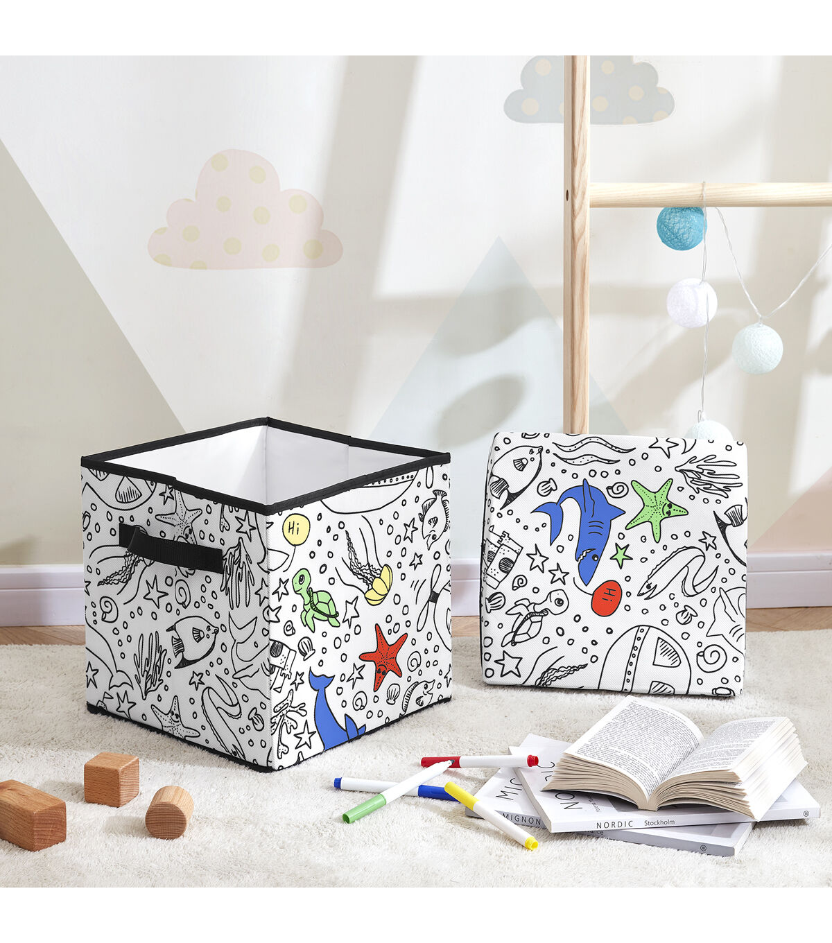 11 x 11 Under the Sea Children’s Color In Storage Cube With Lid