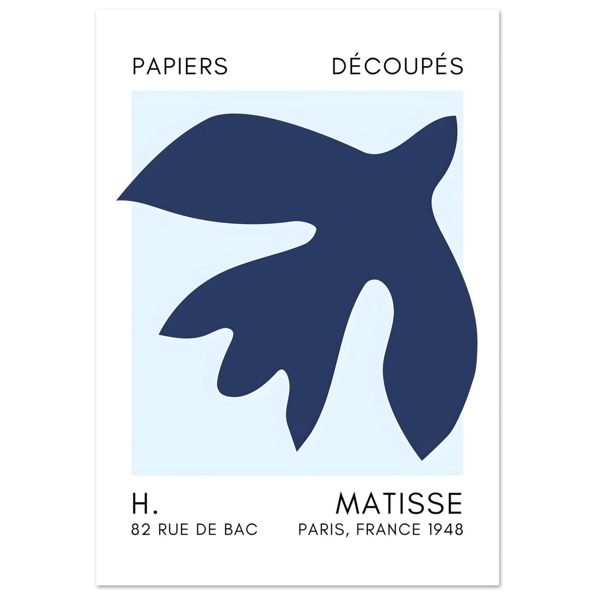 Artfulprints Poster Matisse – Floating forms navy blue I  - 70x100 cm - Blauw