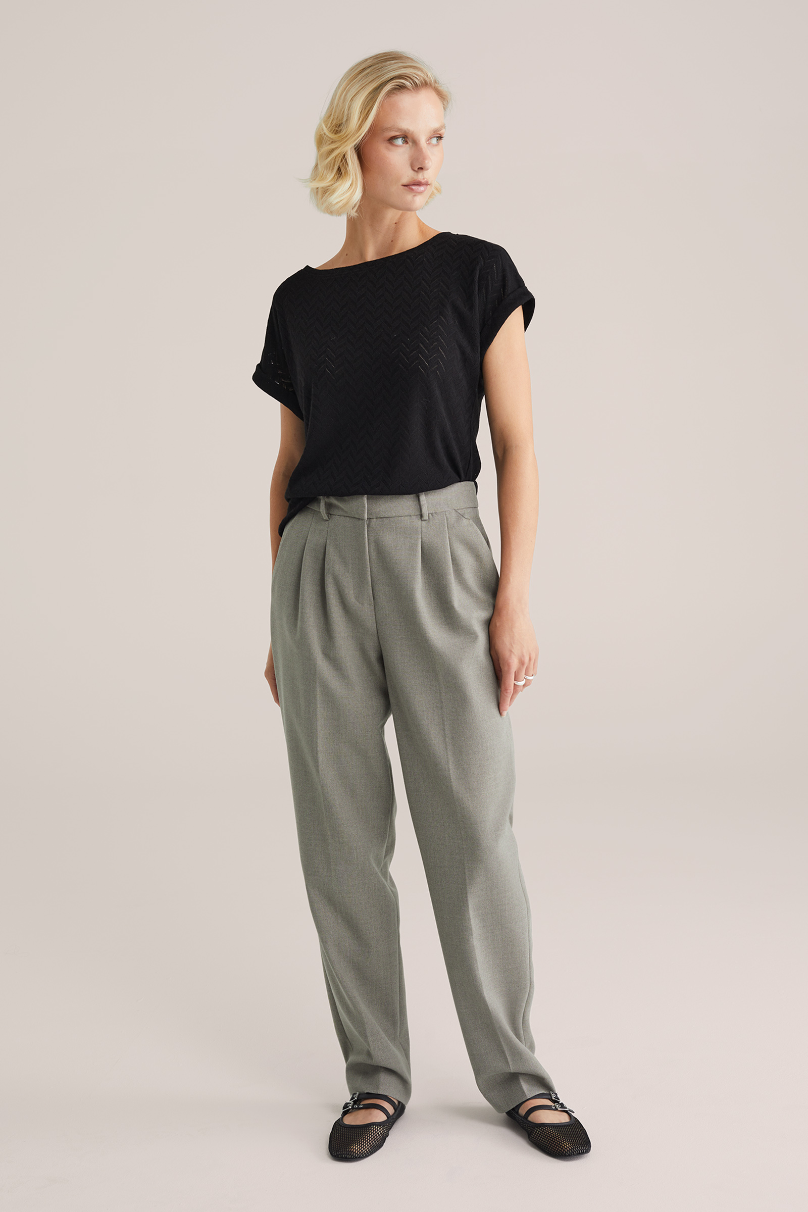 Dames T-shirt met open structuur