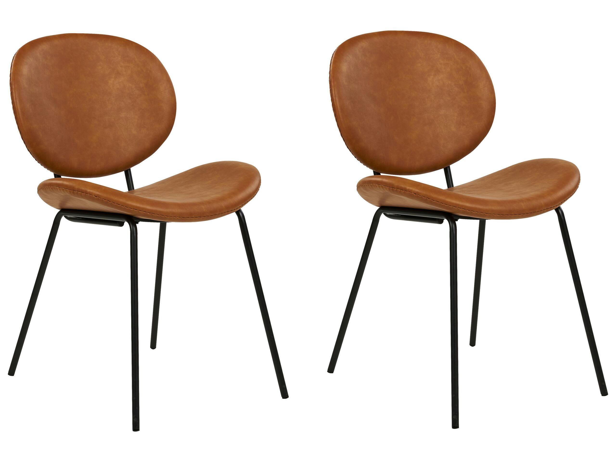 LUANA - Lot de 2 chaises de salle à manger en cuir PU marron doré