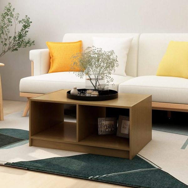 Stolik Kawowy Ława Stół Brązowy Drewniany 75x50x33.5 Półka Do Salonu