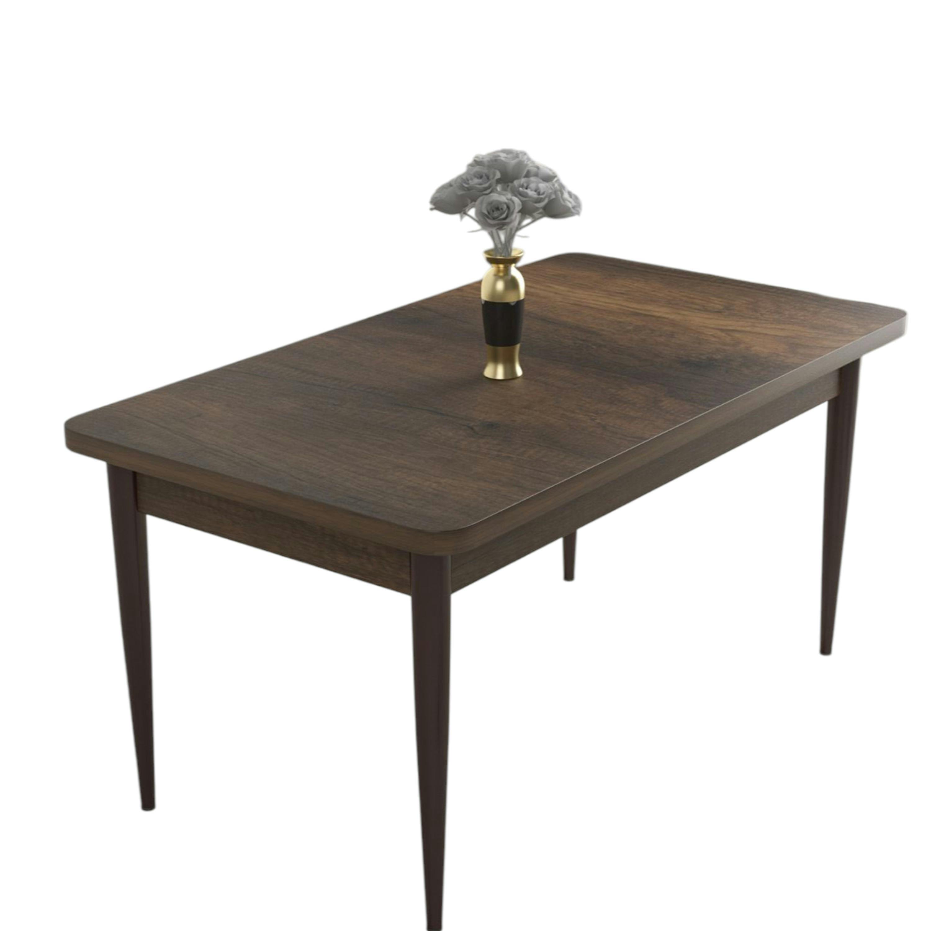 Table à manger rectangulaire effet bois brun 110 cm AROLA